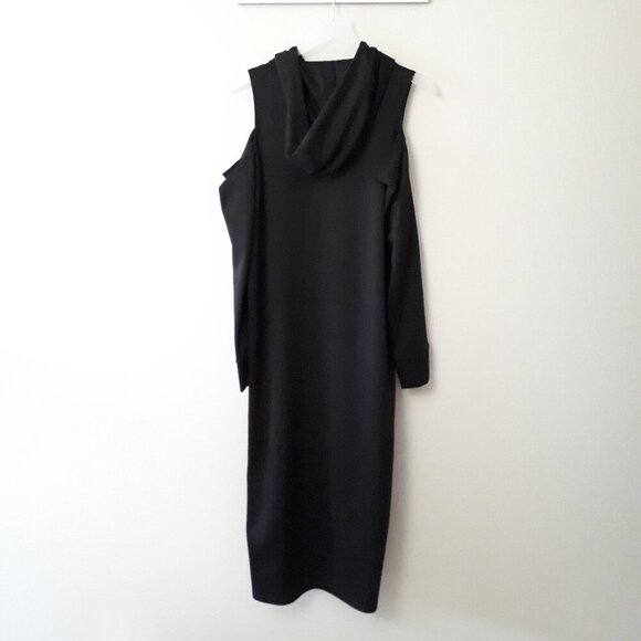 NWOT Juna & Hope black and purple cold shoulder accent track dress with hood, L - Picture 7 of 9
